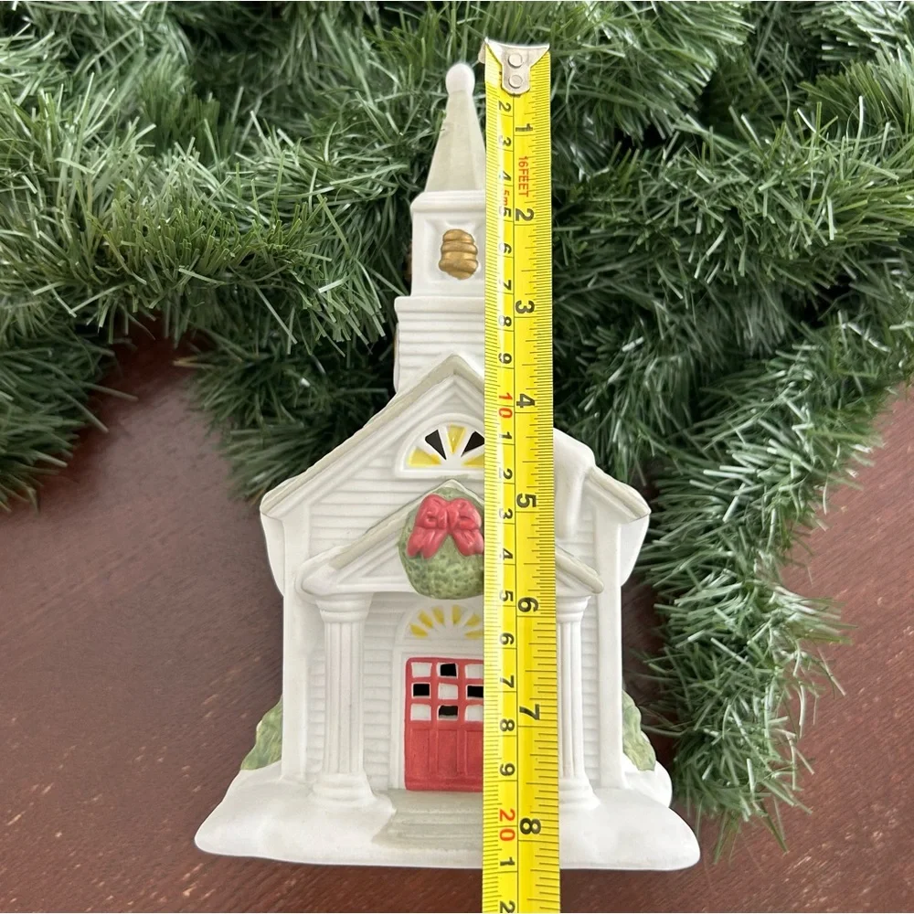 Vintage PartyLite Village THE CHURCH Porcelain Bisque Tealight Candle Holder
